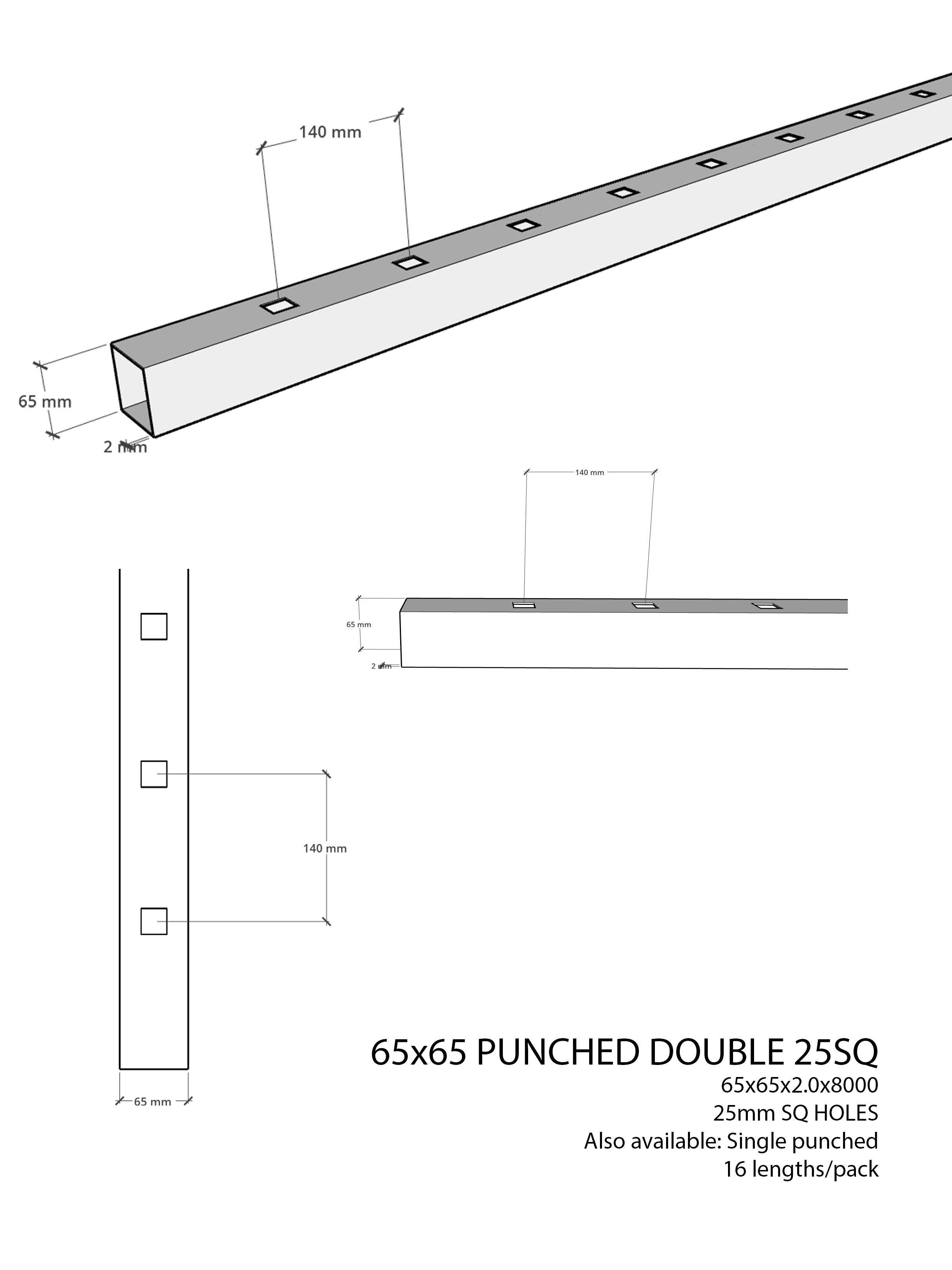 65x65 Double Punched 25SQ Gal