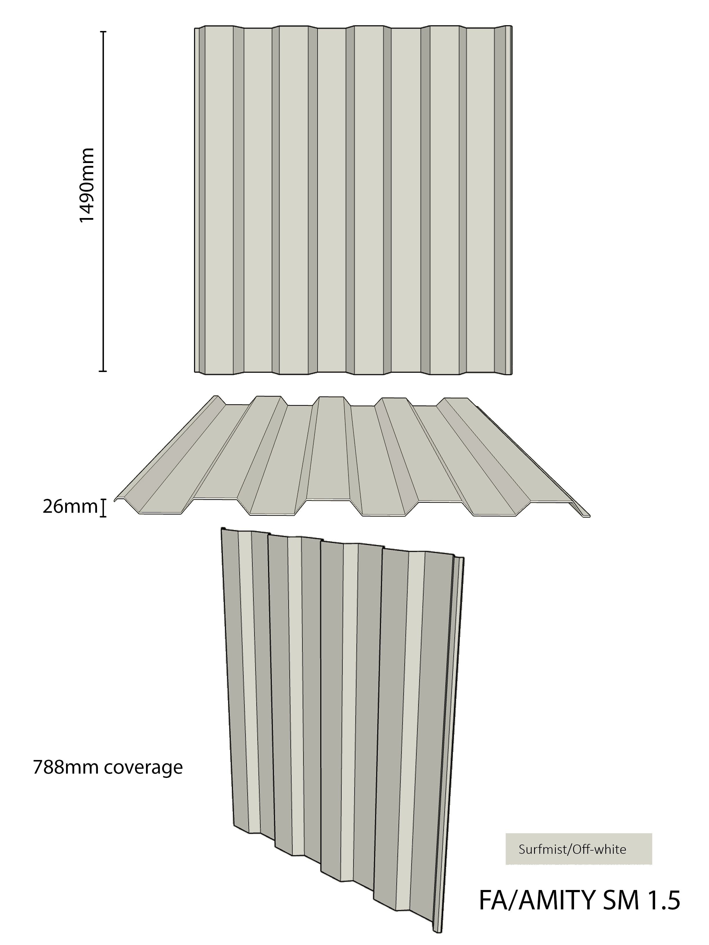 Colorbond® Amity Sheets SURFMIST/OFF-WHITE
