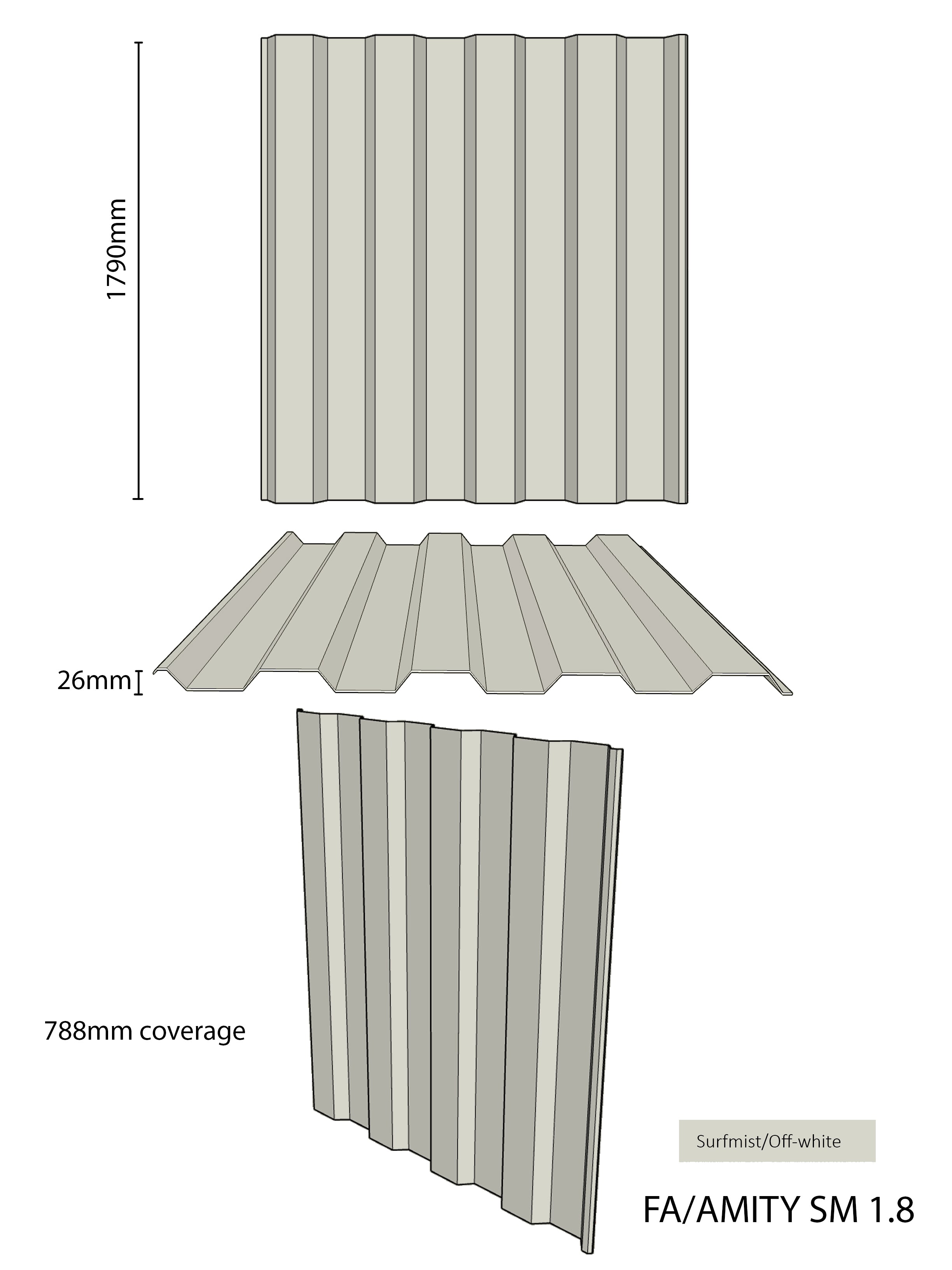 Colorbond® Amity Sheets SURFMIST/OFF-WHITE