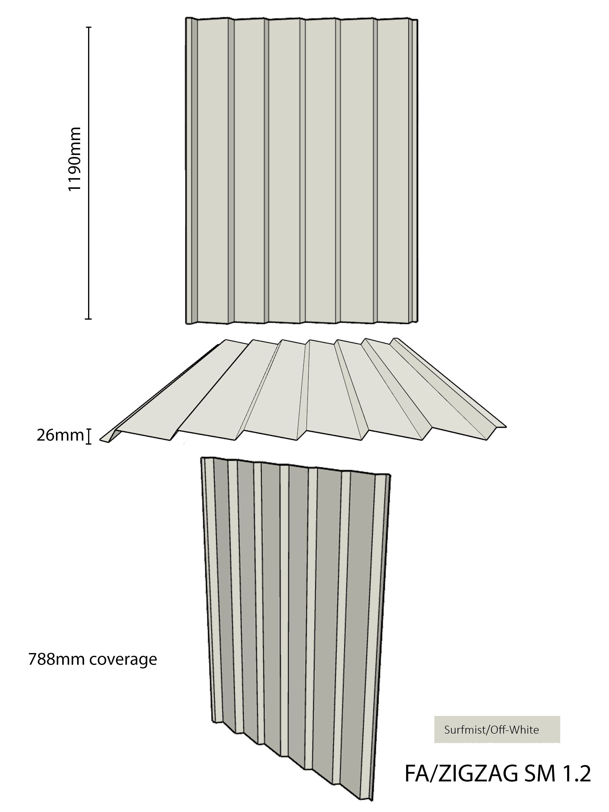Colorbond® Infill Sheets ZigZag SURFMIST/OFF-WHITE