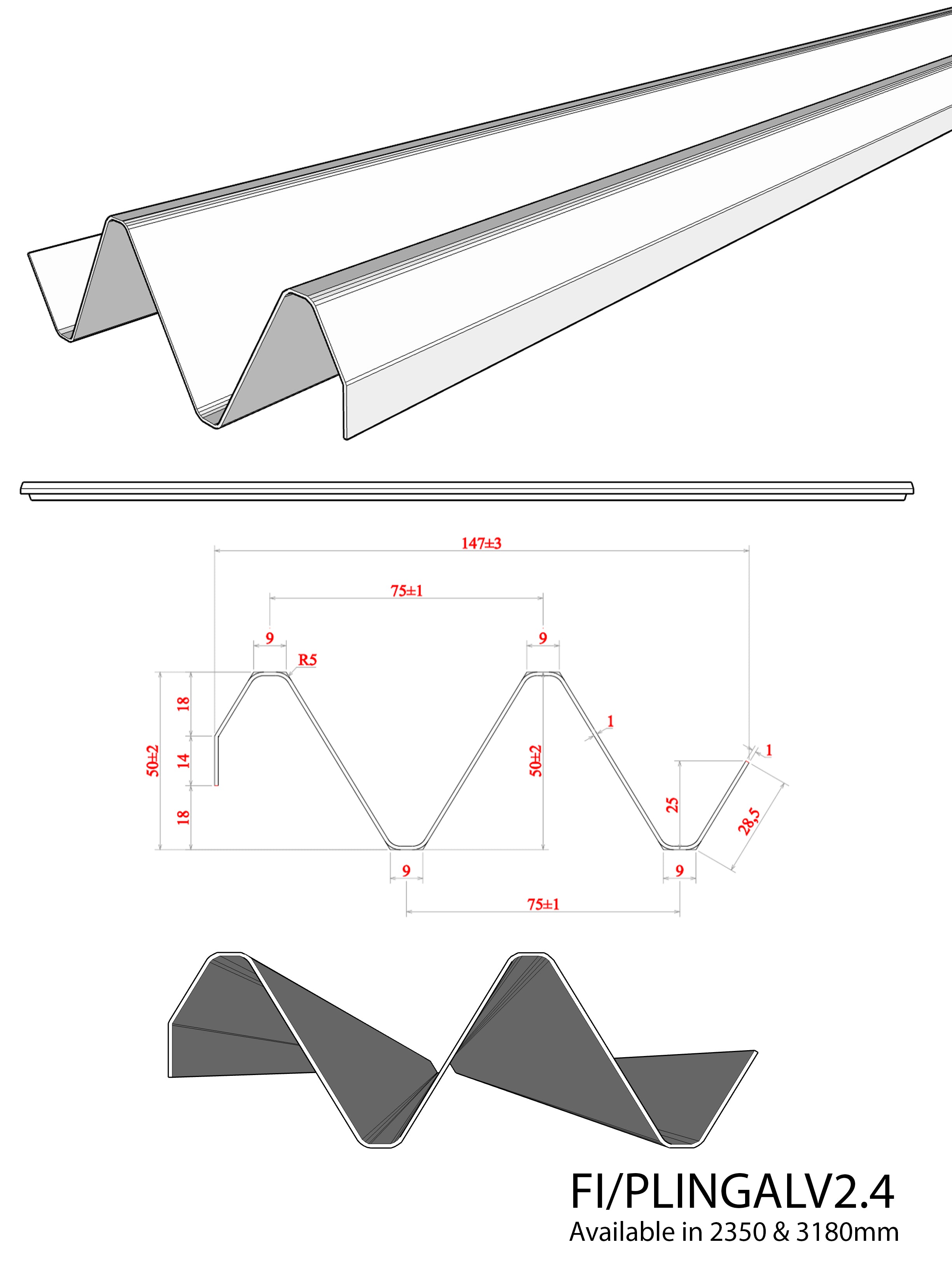 Plinth 2350 x 150 Galv