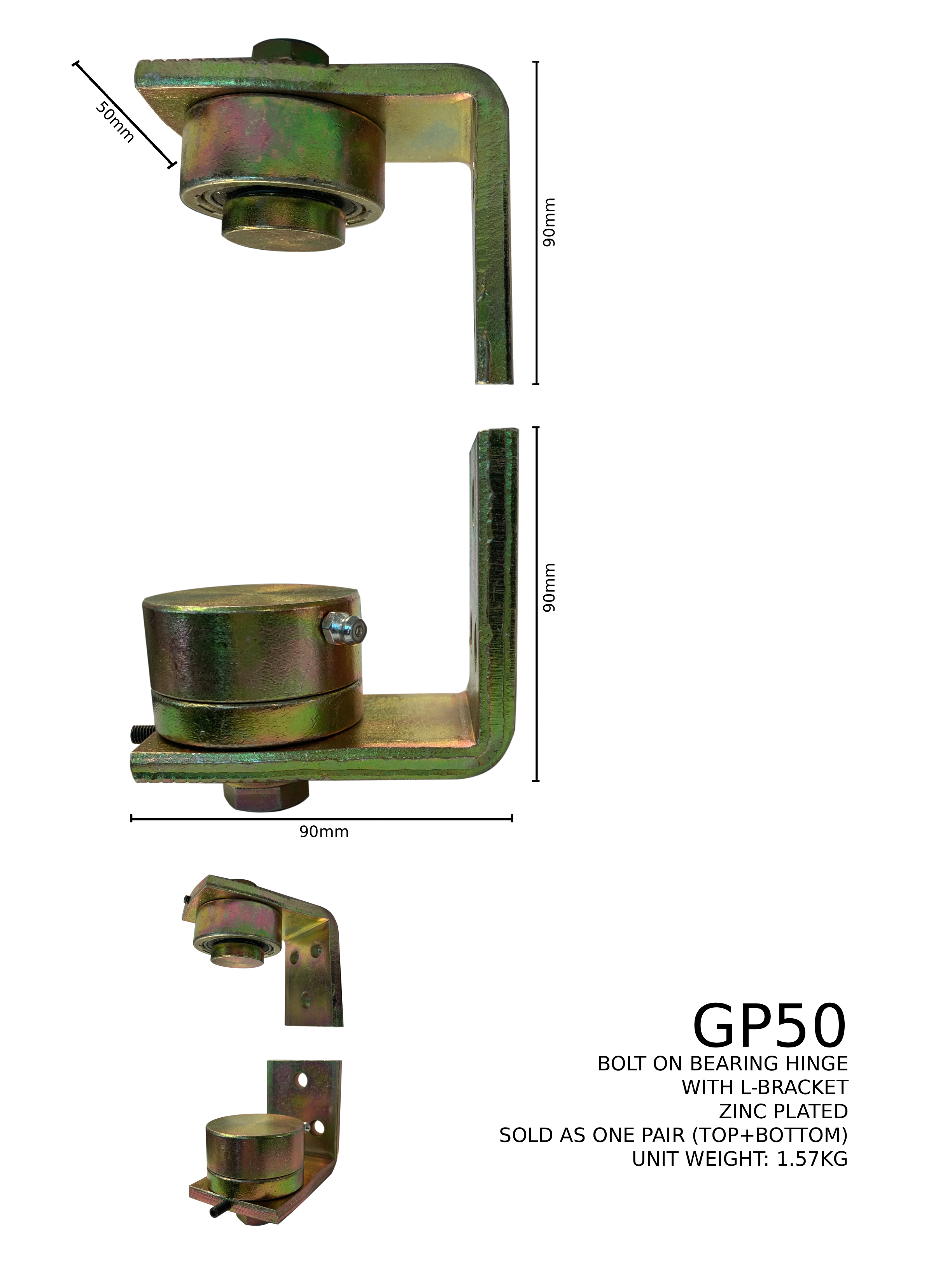Gudgeon Pivot Gate Hinge 50mm