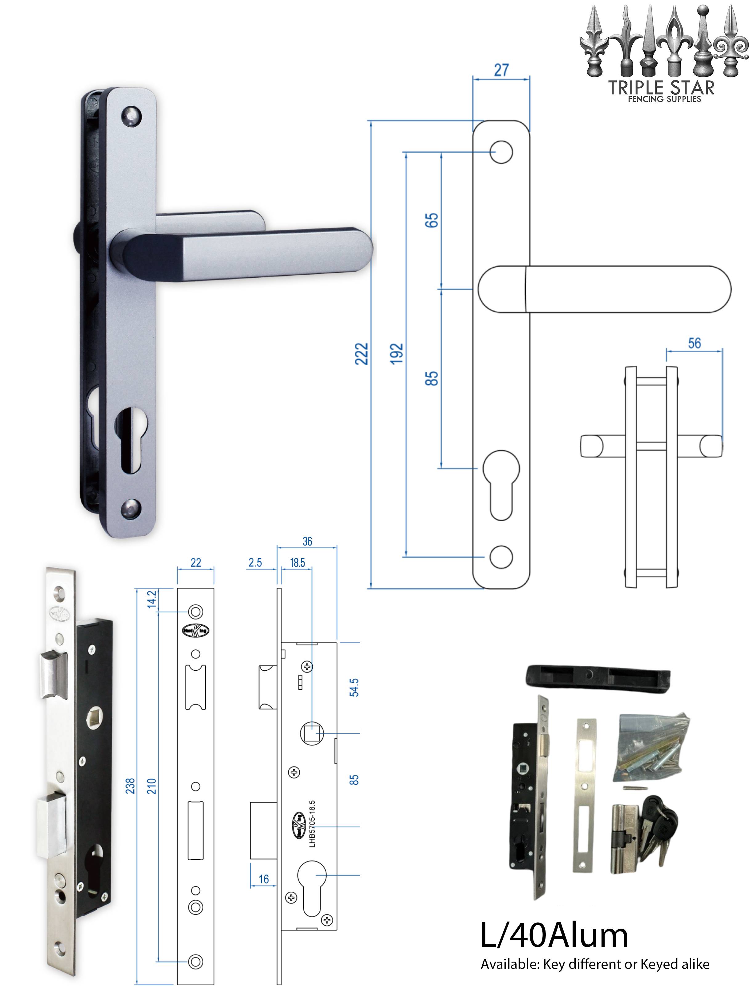 Lock to suit 40x40 (Aluminium)