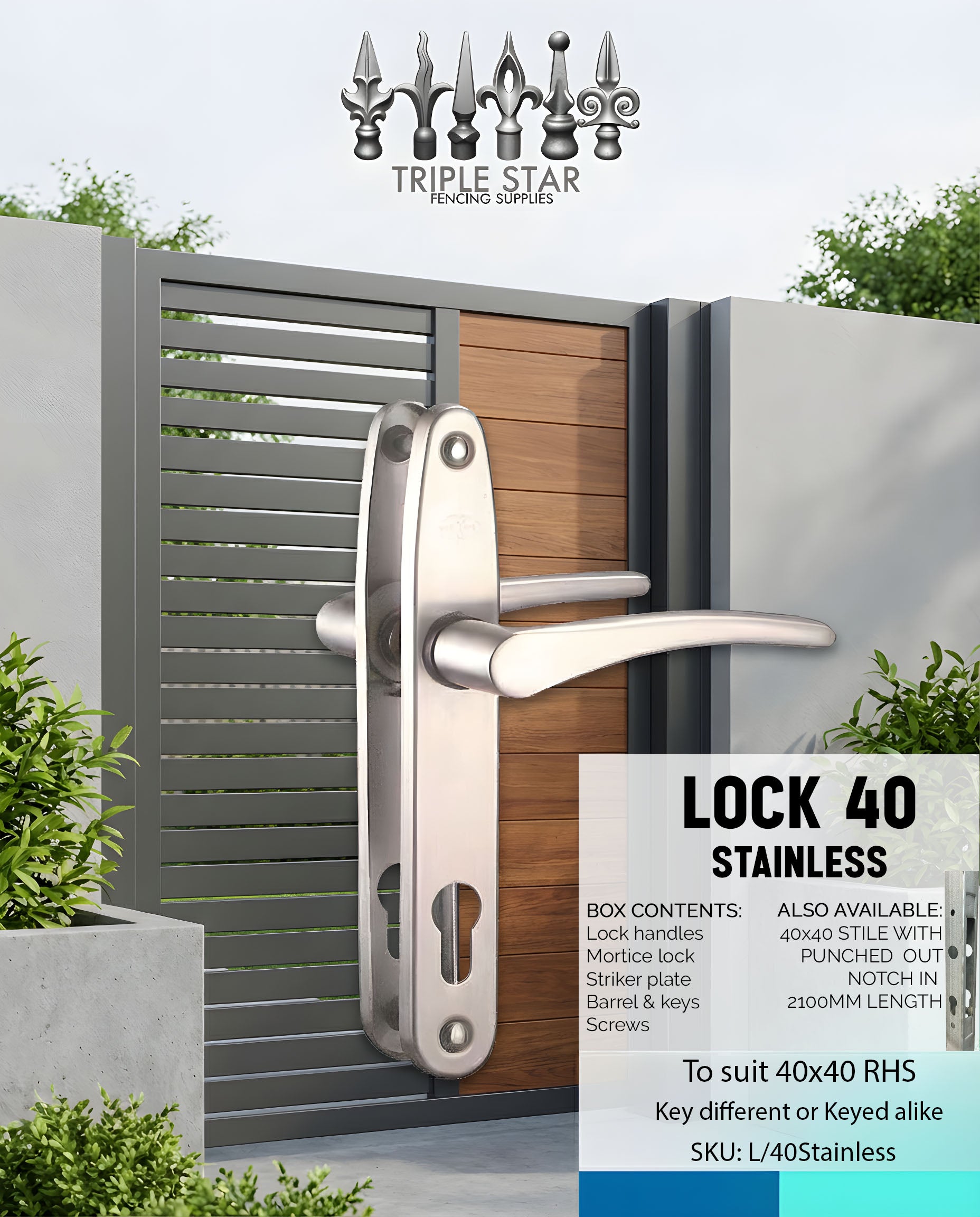 Lock to suit 40x40 (Stainless)