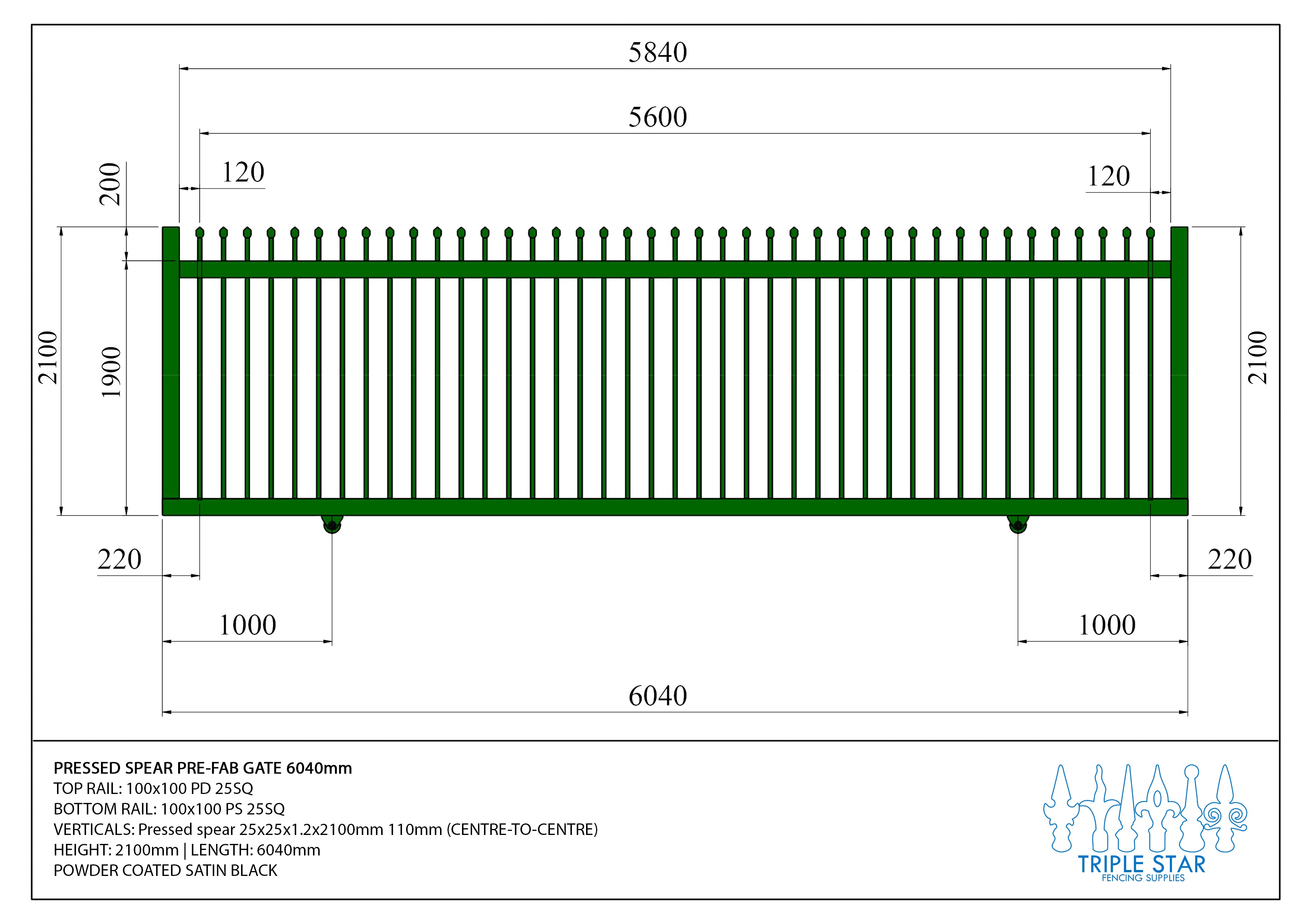 Pre-Made Gate 2100 x 6000mm