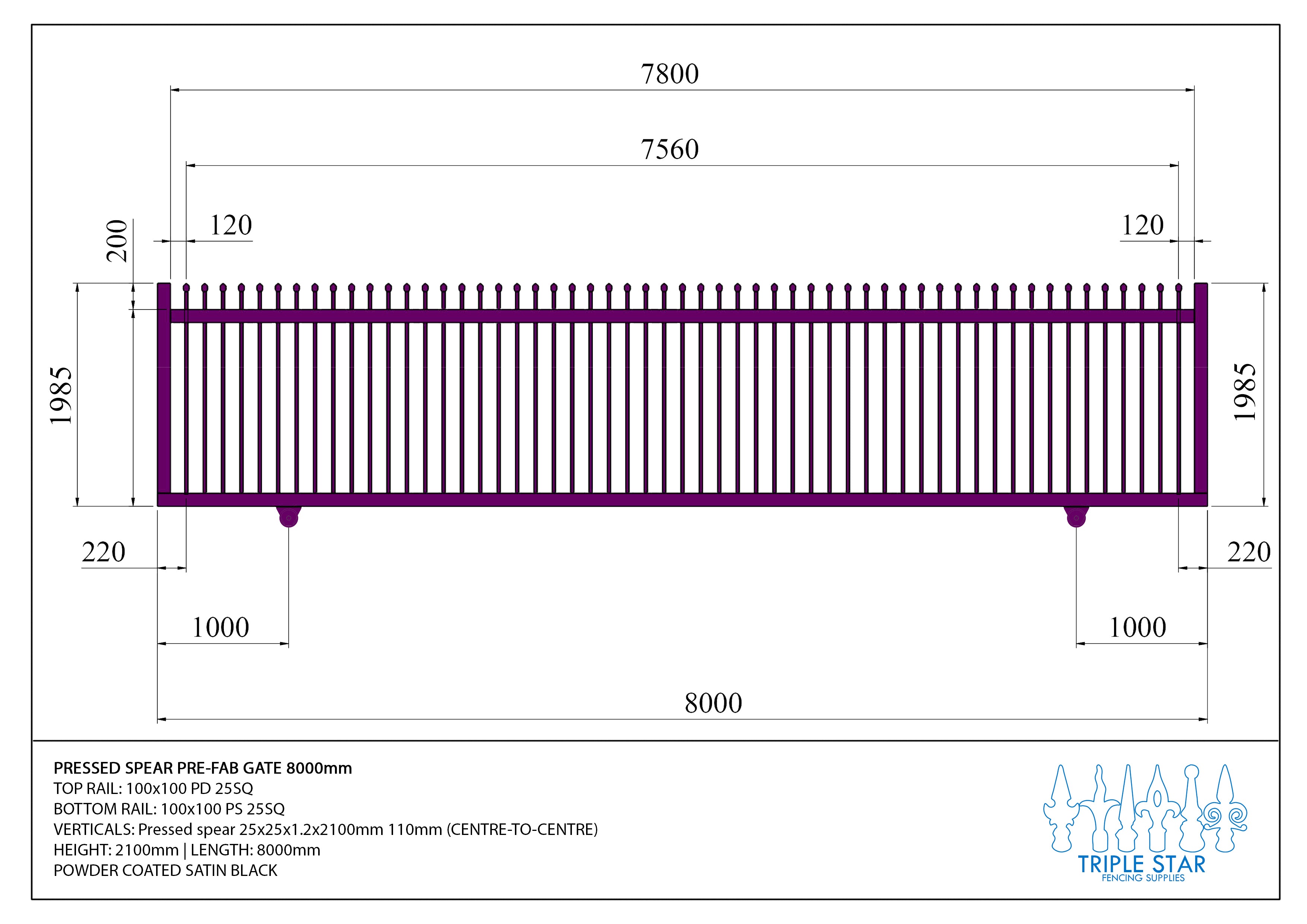 Pre-Made Gate 2100 x 8000mm