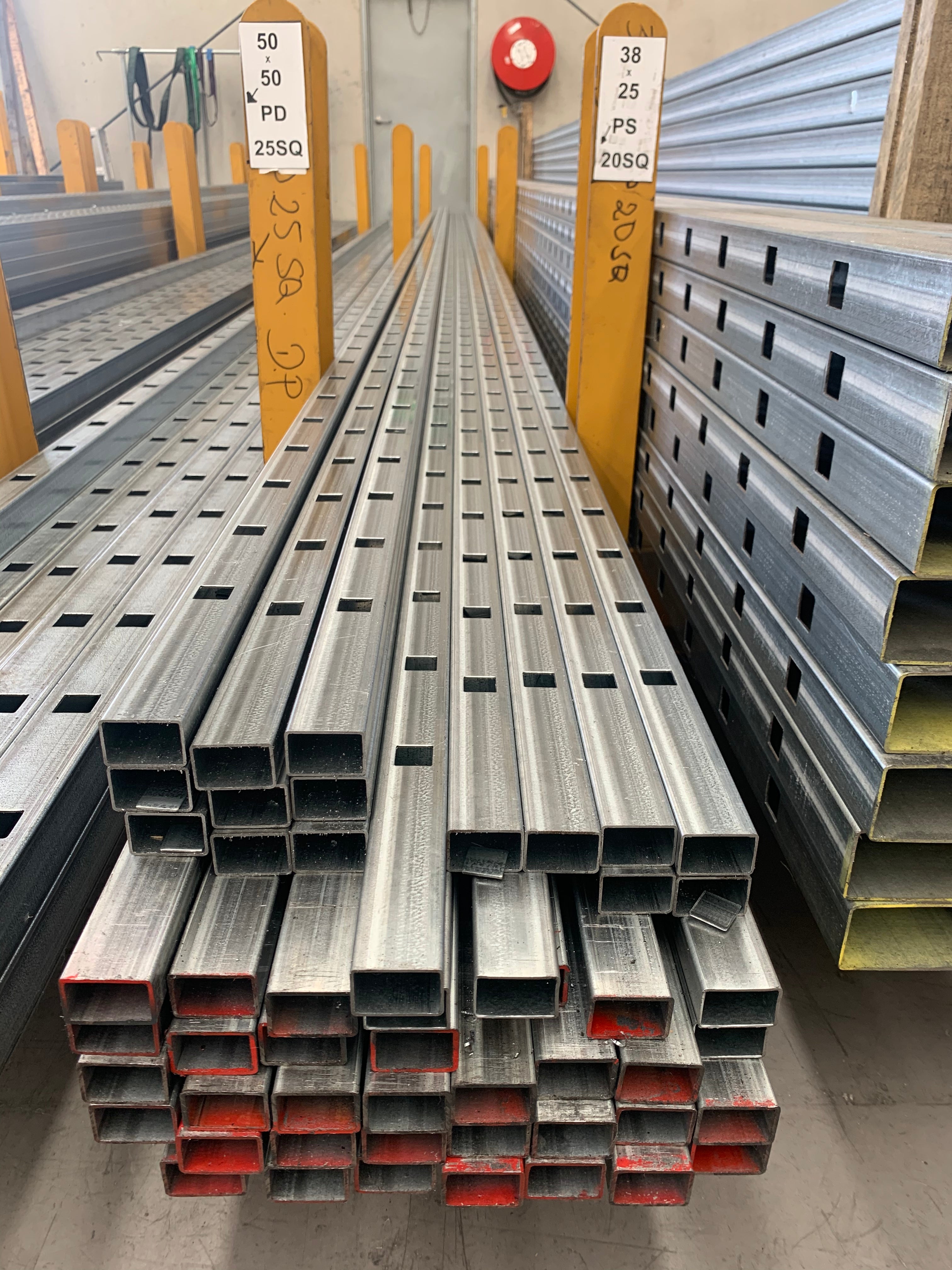 38x25x1.6 Single Punched 20mm Square Holes