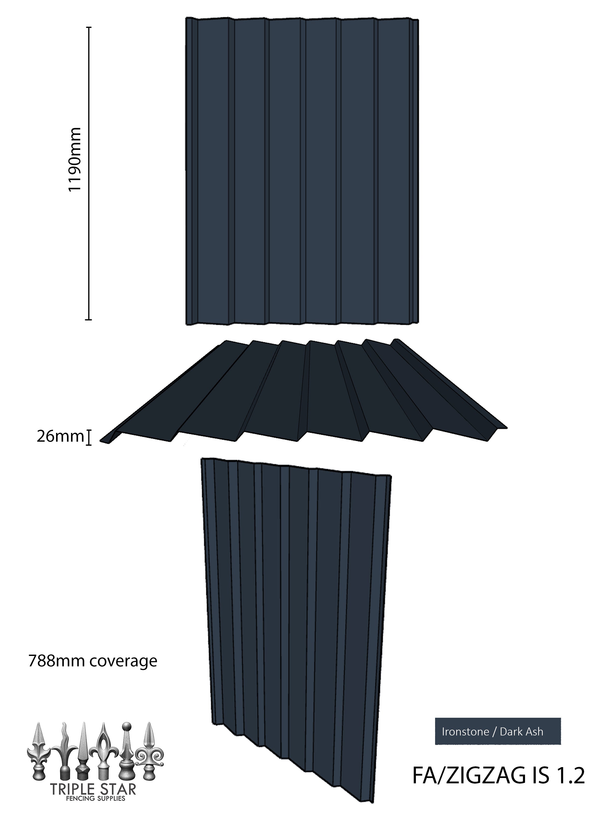 Colorbond® Infill Sheets ZigZag IRONSTONE/DARK ASH