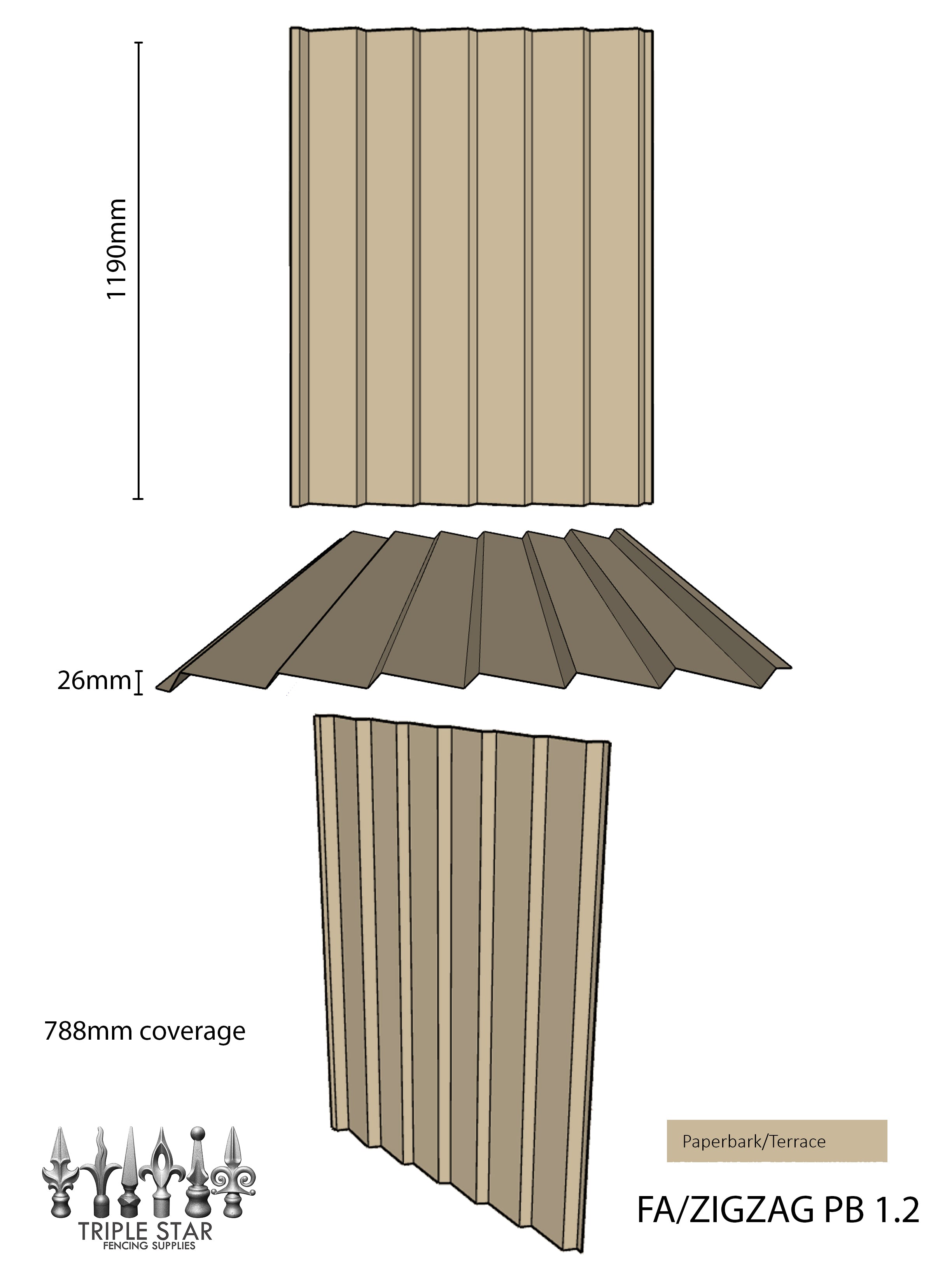 Colorbond® Infill Sheets ZigZag PAPERBARK/TERRACE